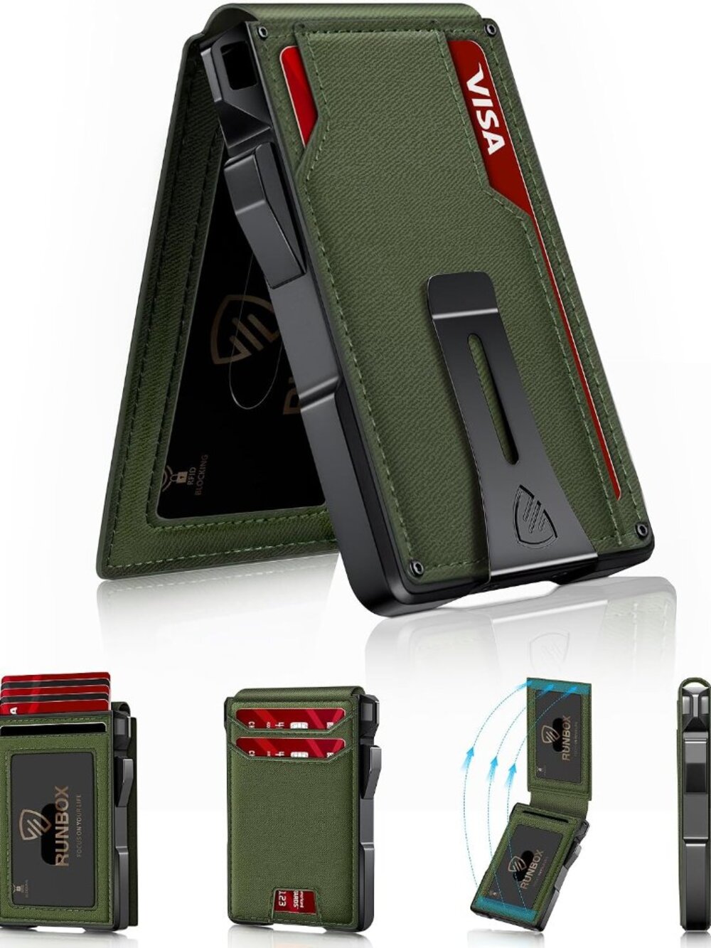 Wallet for Men 14 Cards RFID Blocking Slim Metal Pop-Up Card Holder